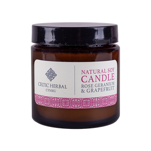 Celtic Herbal - Rose Geranium & Grapefruit Natural Soy Candle 100g